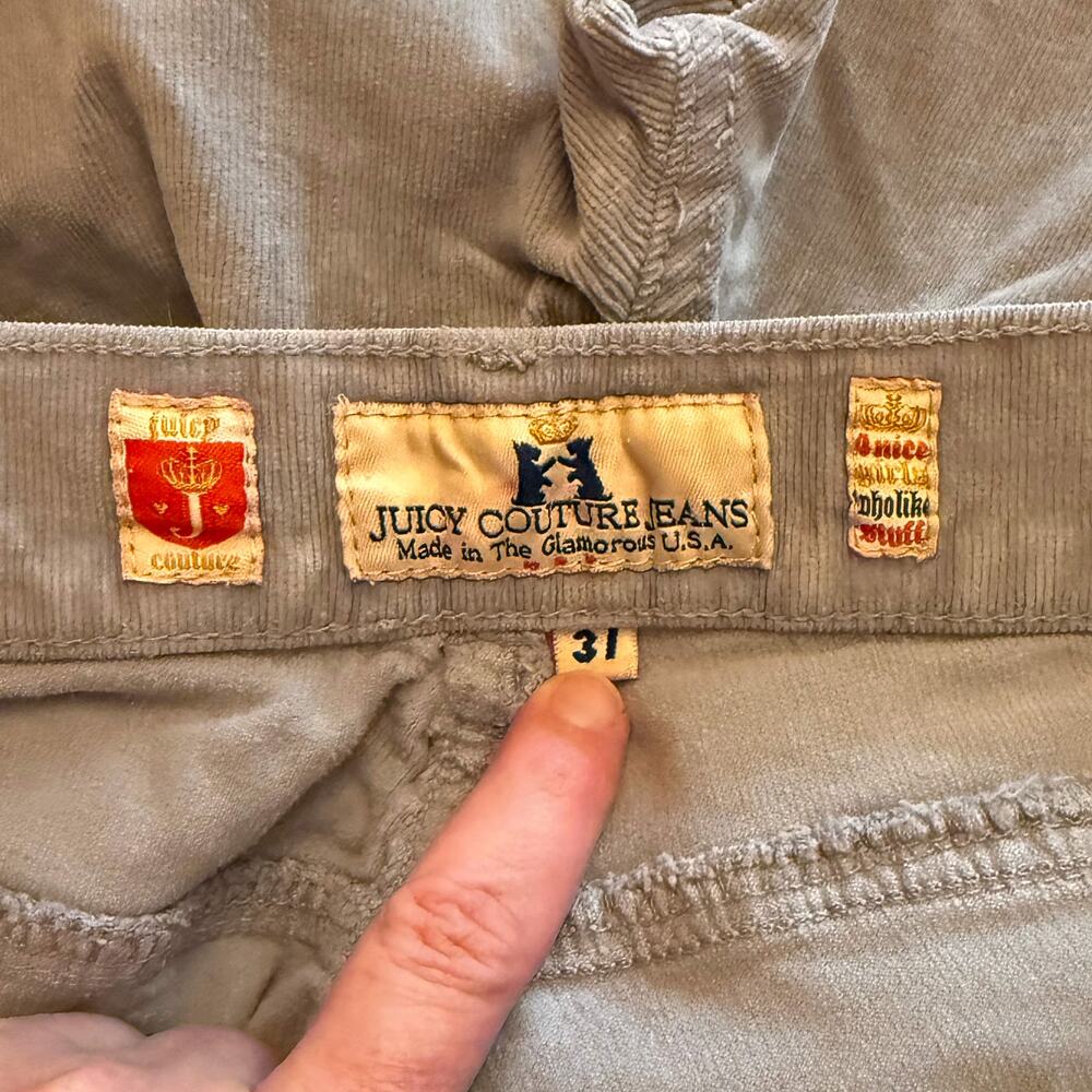 Vintage Juicy Couture Jeans Size 31 Gray Corduroy Heart Pocket Flare Y2K USA - Picture 4 of 5